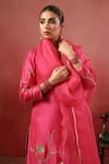 Shop_Anshu Wadhwa_Pink Chanderi Embroidery Square Neck Kurta Palazzo Set _Online_at_Aza_Fashions