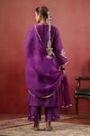 Shop_Anshu Wadhwa_Purple Chanderi Embroidery, Metallic Thread, Stones V-neck Kurta Set _at_Aza_Fashions