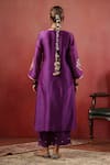 Shop_Anshu Wadhwa_Purple Chanderi Embroidery, Metallic Thread, Stones V-neck Kurta Set _Online_at_Aza_Fashions