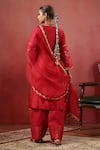 Shop_Anshu Wadhwa_Red Chanderi Embroidery, Zari, Metallic Thread Sweetheart Neck Kurta Set _at_Aza_Fashions