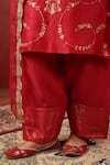 Shop_Anshu Wadhwa_Red Chanderi Embroidery, Zari, Metallic Thread Sweetheart Neck Kurta Set _Online_at_Aza_Fashions
