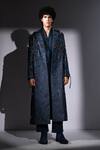 Buy_Nikita Mhaisalkar_Blue Denim, Hemp Sequins, Stones, Beads Star Embroidered Trench Jacket _at_Aza_Fashions