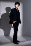 Nikita Mhaisalkar Navy Corduroy Suit With Pant Online at Aza Fashions Nikita Mhaisalkar_Navy Corduroy Suit With Pant _Online_at_Aza_Fashions