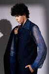Buy_Nikita Mhaisalkar_Navy Corduroy Button Front Waistcoat _Online_at_Aza_Fashions