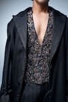 Nikita Mhaisalkar_Black Tulle Cluster Embroidered Vest _at_Aza_Fashions