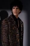 Nikita Mhaisalkar_Black Tweed Multi Color Bomber Jacket _Online_at_Aza_Fashions