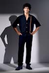 Buy_Nikita Mhaisalkar_Navy Suiting Stripe Pattern Shirt And Pant Set _at_Aza_Fashions