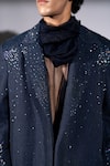 Nikita Mhaisalkar_Navy Tulle Shirt With Cowl Scarf _at_Aza_Fashions