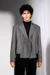 Shop_Nikita Mhaisalkar_Gray Suiting Checks Luxe Blazer _Online_at_Aza_Fashions