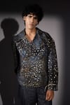 Buy_Nikita Mhaisalkar_Black Georgette Sequins Galaxy Print Bomber Jacket _Online_at_Aza_Fashions
