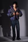 Shop_Nikita Mhaisalkar_Purple Georgette Glitter Galaxy Print Sheeted Puffer Jacket _Online_at_Aza_Fashions