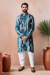 Buy_Arihant Rai Sinha_Blue Modal, Silk Printed Kurta And Salwar Set _at_Aza_Fashions