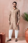 Buy_Arihant Rai Sinha_Brown Modal, Silk Printed Kurta And Salwar Set _at_Aza_Fashions