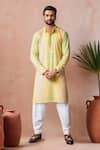 Buy_Arihant Rai Sinha_Yellow Rayon, Silk Embroidery Thread Kurta And Salwar Set _at_Aza_Fashions