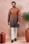 Buy_Arihant Rai Sinha_Brown Cotton, Silk Embroidery Ombre Printed And Kurta Set _at_Aza_Fashions
