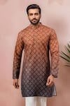 Arihant Rai Sinha_Brown Cotton, Silk Embroidery Ombre Printed And Kurta Set _Online_at_Aza_Fashions