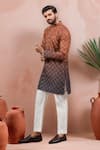 Buy_Arihant Rai Sinha_Brown Cotton, Silk Embroidery Ombre Printed And Kurta Set _Online_at_Aza_Fashions