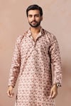Buy_Arihant Rai Sinha_Brown Cotton, Silk Floral Print Kurta And Salwar Set _Online_at_Aza_Fashions
