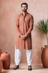Buy_Arihant Rai Sinha_Orange Rayon, Silk Embroidery Thread Kurta And Salwar Set _at_Aza_Fashions