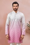 Shop Arihant Rai Sinha Cream Cotton, Silk Embroidery, Foil Printing Ombre Kurta Set Online at Aza Fashions Shop_Arihant Rai Sinha_Cream Cotton, Silk Embroidery, Foil Printing Ombre Kurta Set _Online_at_Aza_Fashions