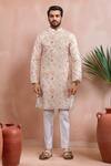 Buy_Arihant Rai Sinha_Beige Silk Embroidery Animal Pattern Kurta Set _Online_at_Aza_Fashions