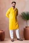 Buy_Arihant Rai Sinha_Yellow Rayon, Silk Embroidery Thread Kurta And Salwar Set _at_Aza_Fashions