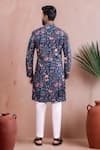 Shop_Arihant Rai Sinha_Blue Cotton, Silk Woven Panel Print Kurta And Pant Set _at_Aza_Fashions