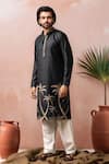 Buy_Arihant Rai Sinha_Black Linen, Silk Embroidery, Metallic Thread Palm Tree Kurta And Salwar Set _Online_at_Aza_Fashions