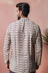 Shop_Arihant Rai Sinha_Cream Linen Printed Blended Short Kurta _at_Aza_Fashions