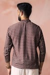 Shop_Arihant Rai Sinha_Brown Linen Printed Short Kurta _at_Aza_Fashions