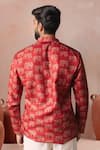 Shop_Arihant Rai Sinha_Red Linen Printed Elephant Motif Short Kurta _at_Aza_Fashions