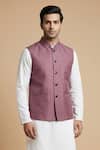 Shop Arihant Rai Sinha Purple Cotton Plain Solid Mandarin Neck Nehru Jacket at Aza Fashions Shop_Arihant Rai Sinha_Purple Cotton Plain Solid Mandarin Neck Nehru Jacket _at_Aza_Fashions