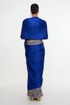 Shop Ekaya Banaras Blue Satin, Silk Embroidery Handwoven Mashroo Saree With Running Blouse at Aza Fashions Shop_Ekaya Banaras_Blue Satin, Silk Embroidery Handwoven Mashroo Saree With Running Blouse _at_Aza_Fashions