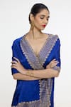 Buy Ekaya Banaras Blue Satin, Silk Embroidery Handwoven Mashroo Saree With Running Blouse Online at Aza Fashions Buy_Ekaya Banaras_Blue Satin, Silk Embroidery Handwoven Mashroo Saree With Running Blouse _Online_at_Aza_Fashions