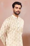 Shop_Arihant Rai Sinha_Cream Linen, Cotton Paisley Pattern Kurta And Pant Set _Online_at_Aza_Fashions