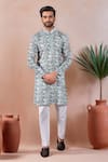 Buy_Arihant Rai Sinha_Green Linen, Cotton Abstract Printed Kurta And Pant Set _at_Aza_Fashions