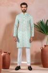 Buy_Arihant Rai Sinha_Green Linen, Cotton Abstract Print Kurta With Pant _at_Aza_Fashions