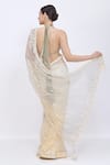 Shop_Dilnaz_Cream Net, Satin Embroidery, Sequins, Beads Floral Saree _at_Aza_Fashions