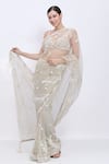 Buy_Dilnaz_Gray Net, Satin Sequins, Embroidery Hand Fern Saree _Online_at_Aza_Fashions