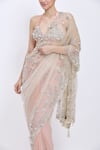 Buy_Dilnaz_Pink Net, Satin Embroidery, Sequins, Stones Shaded Hand Saree _Online_at_Aza_Fashions