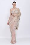 Buy_Dilnaz_Pink Net, Satin Embroidery, Sequins, Stones Shaded Hand Saree _at_Aza_Fashions