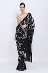 Buy_Dilnaz_Black Georgette, Polyester, Satin Pearls, Embroidery Saree _at_Aza_Fashions
