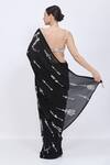 Shop_Dilnaz_Black Georgette, Polyester, Satin Pearls, Embroidery Saree _at_Aza_Fashions
