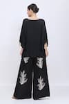 Shop_Dilnaz_Black Linen Sequins, Embroidery Fern Hand Palazzo _at_Aza_Fashions