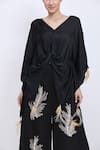 Dilnaz_Black Linen Sequins, Embroidery Fern Hand Palazzo _Online_at_Aza_Fashions