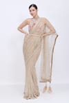Buy_Dilnaz_Gold Net, Satin Embroidery, Sequins Pearl Line Hand Saree _Online_at_Aza_Fashions
