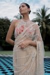 Buy_Dilnaz_Gold Net, Satin Embroidery, Sequins Pearl Line Hand Saree 