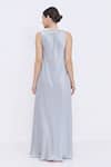 Shop_Dilnaz_Gray Silk, Polyester, Satin Gemstones, Beads High Neck Jewel Bias Gown _at_Aza_Fashions