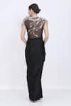 Shop_Dilnaz_Black Satin, Net, Polyester Embroidery Round Neck 3d Hand Gown _at_Aza_Fashions