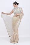 Shop_Dilnaz_Cream Net, Satin Embroidery, Stones, Beads Hand Saree _Online_at_Aza_Fashions